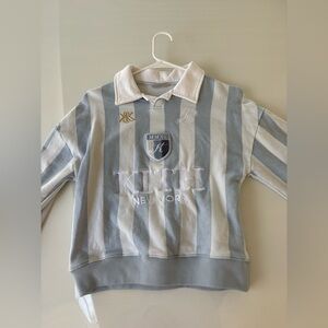 Kith Kids Blue and White Striped Sweatshirt